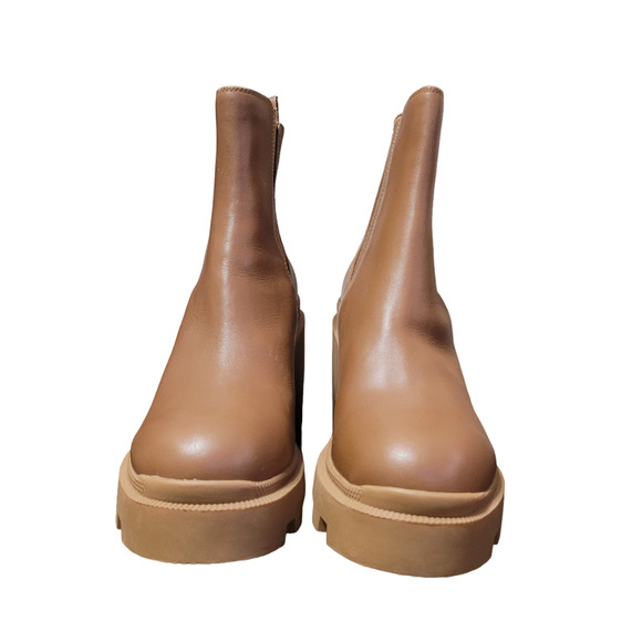 Steve Madden Women's Boot Roxie Chelsea Chunky Lug Sole Block Heel Cognac SZ 9.5 - Picture 3 of 8